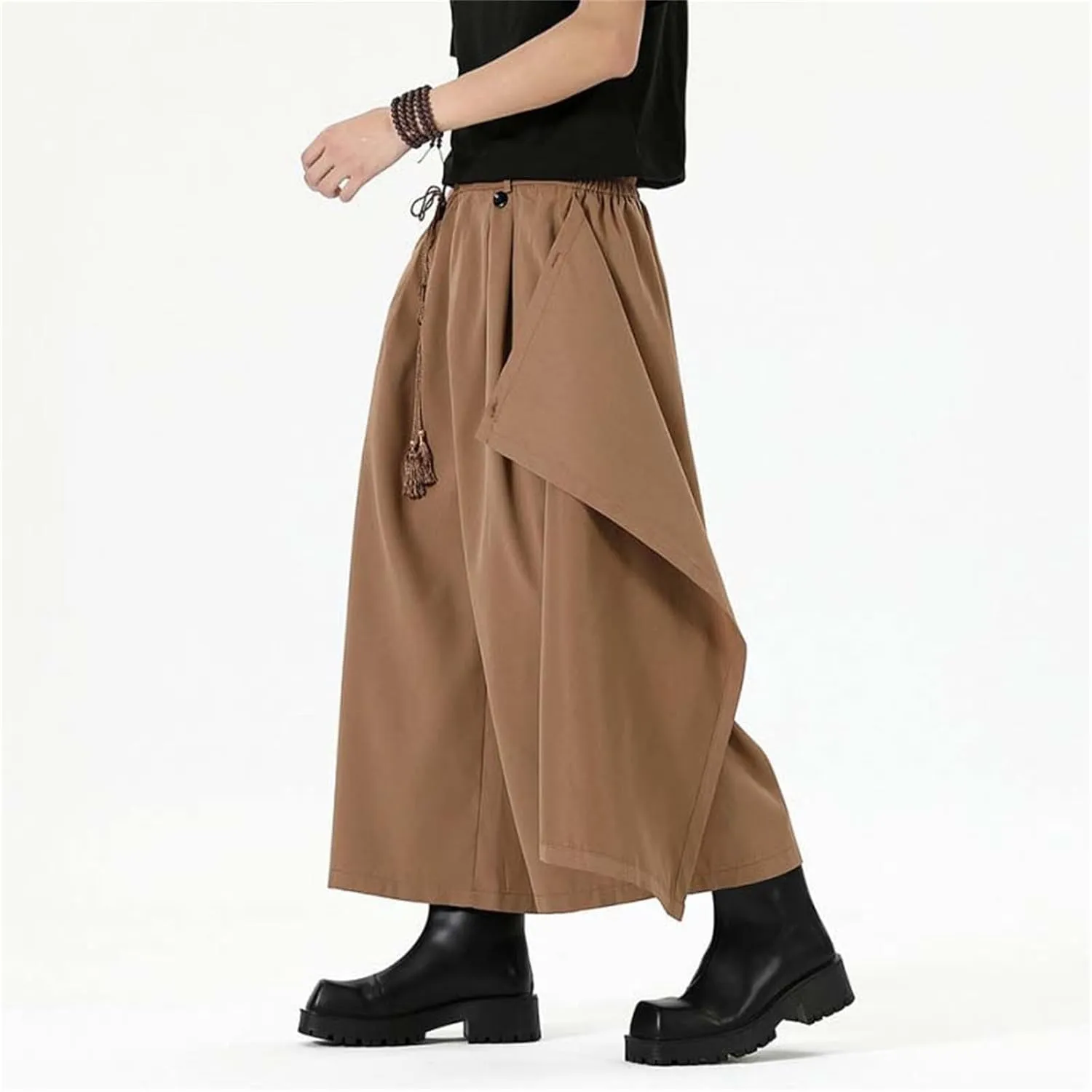 Men's Casual Skirt Pants Loose Wide Leg Harem Pant Japanese Harajuku Kimono Casual Leisure Style Sport Comfy Trousers
