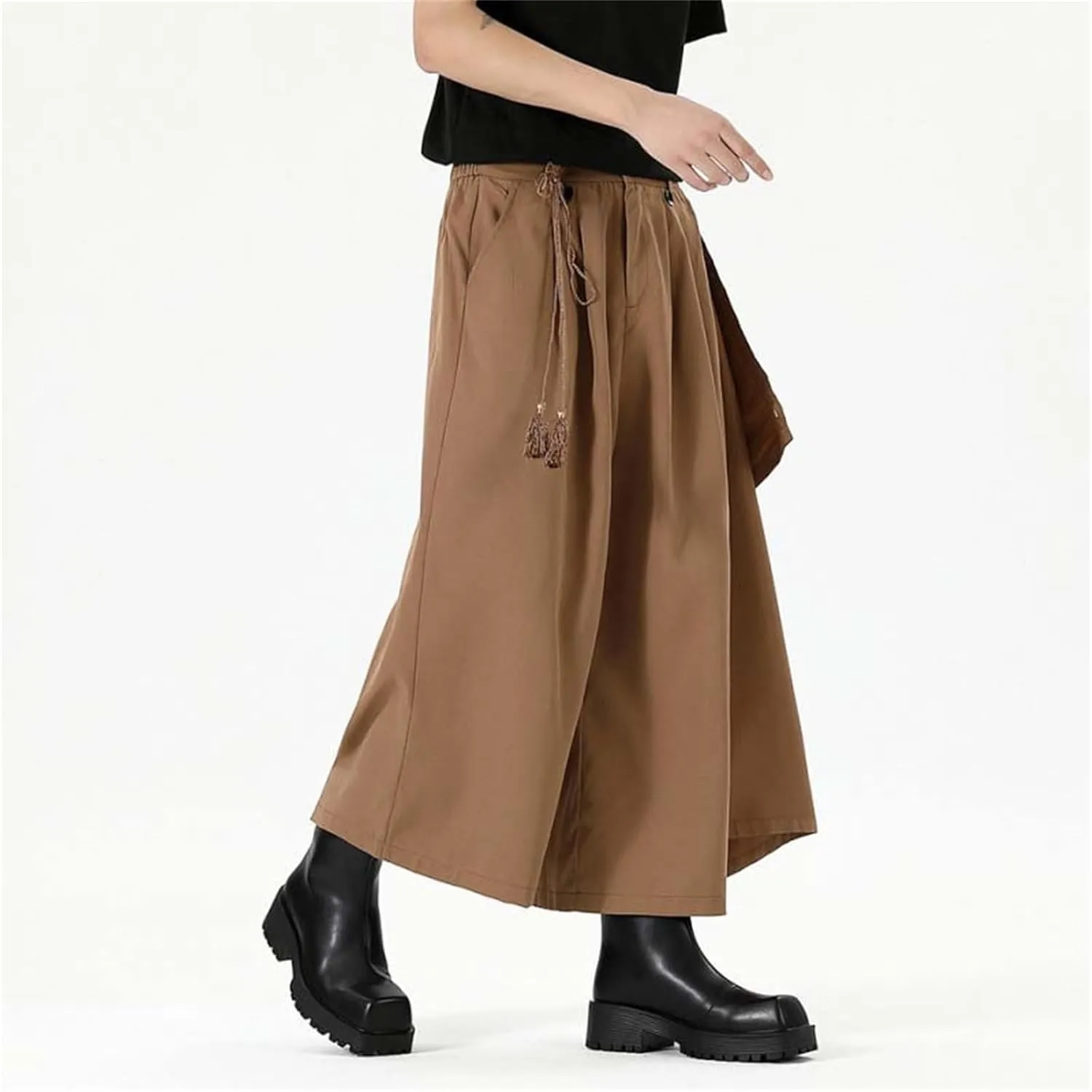 Men's Casual Skirt Pants Loose Wide Leg Harem Pant Japanese Harajuku Kimono Casual Leisure Style Sport Comfy Trousers