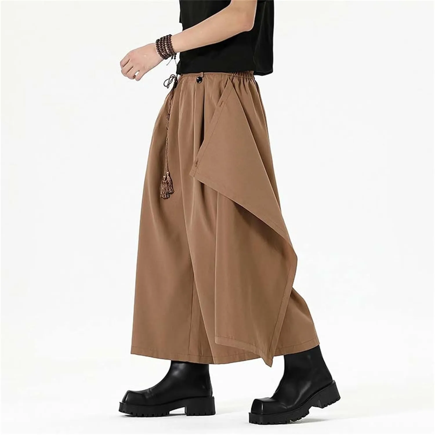 Men's Casual Skirt Pants Loose Wide Leg Harem Pant Japanese Harajuku Kimono Casual Leisure Style Sport Comfy Trousers
