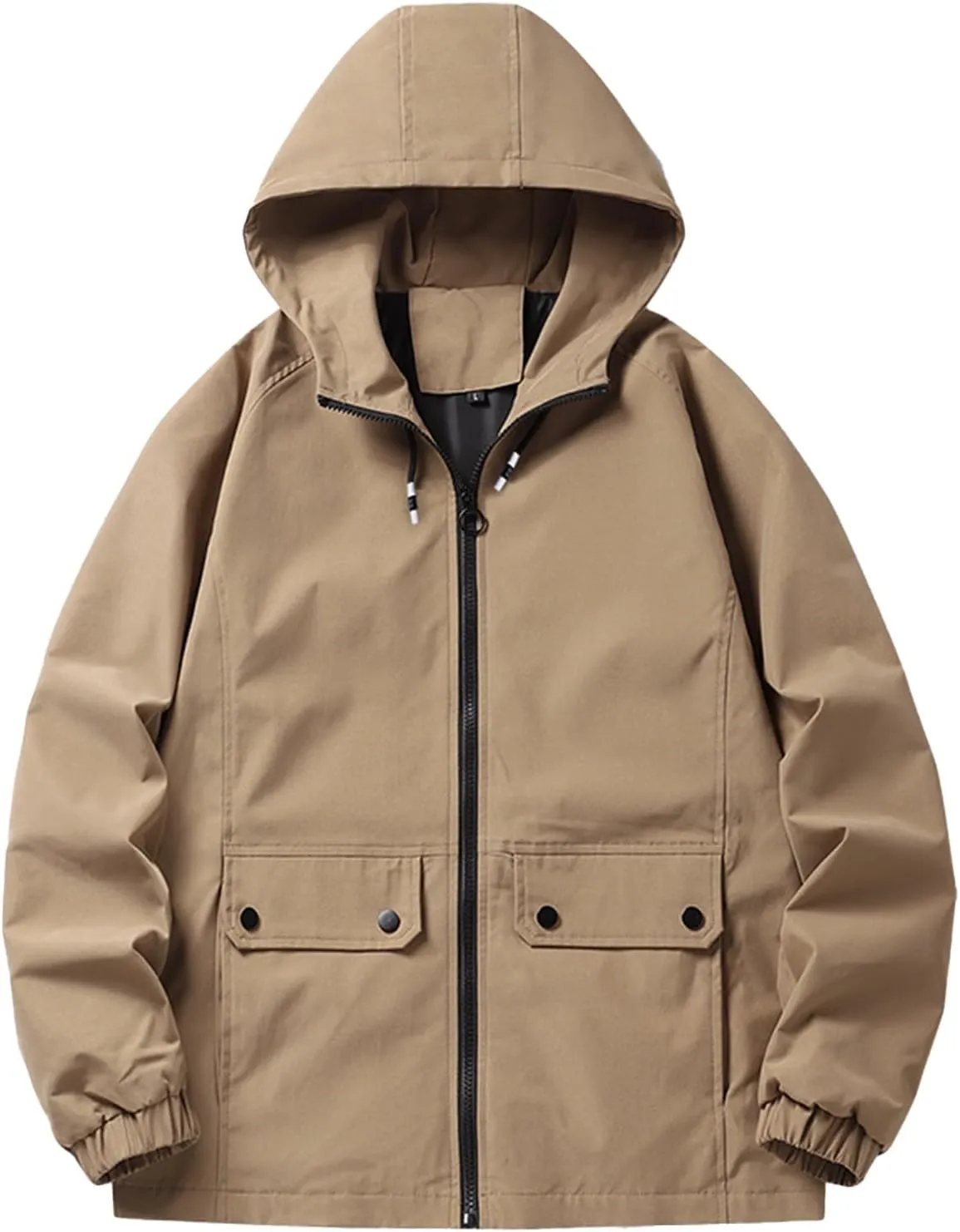 Men's Soft Shell Rain Jackets Midweight Soft Shell Water Resistant Windproof Outdoor Hooded Full Zip Hiking Rain Coat