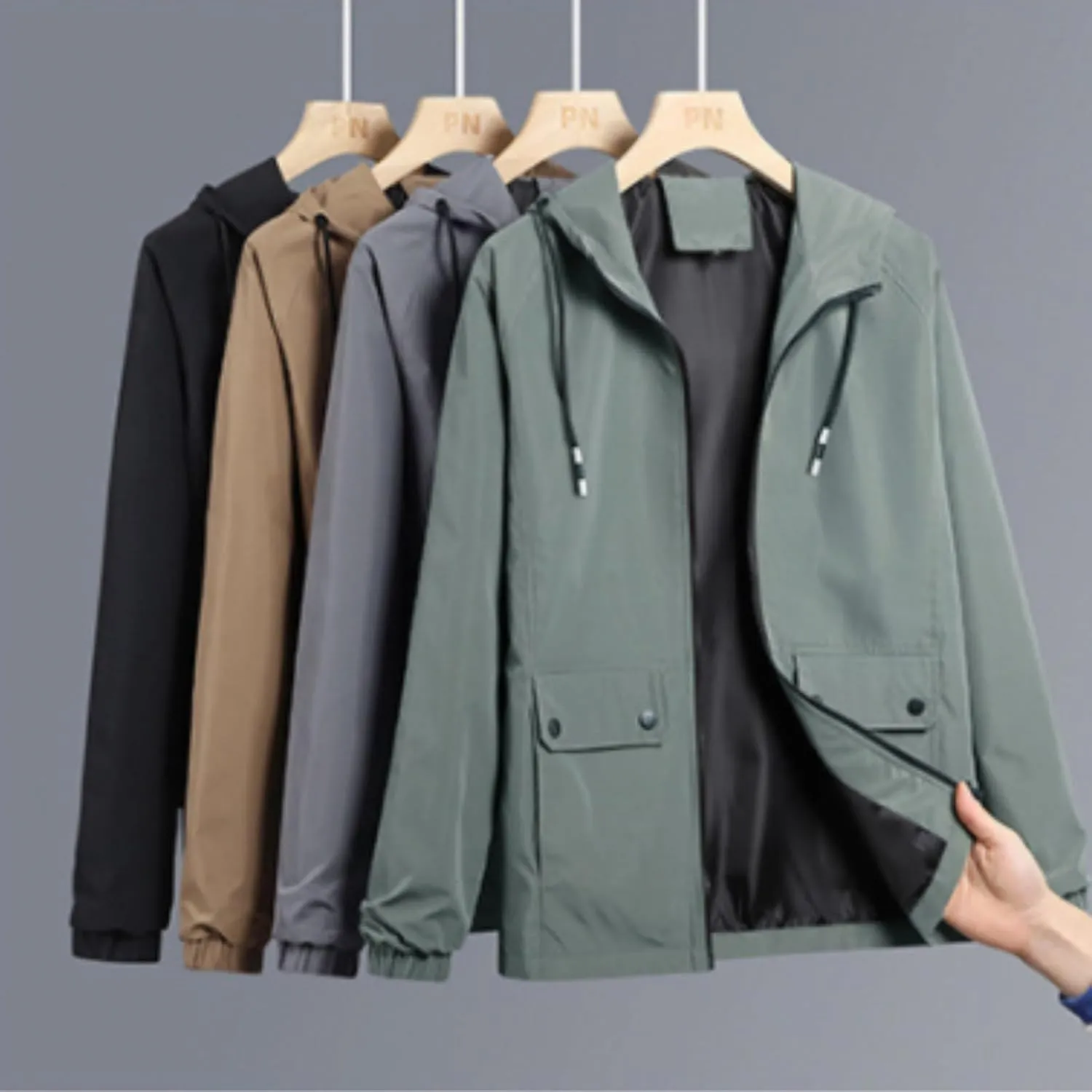Men's Soft Shell Rain Jackets Midweight Soft Shell Water Resistant Windproof Outdoor Hooded Full Zip Hiking Rain Coat
