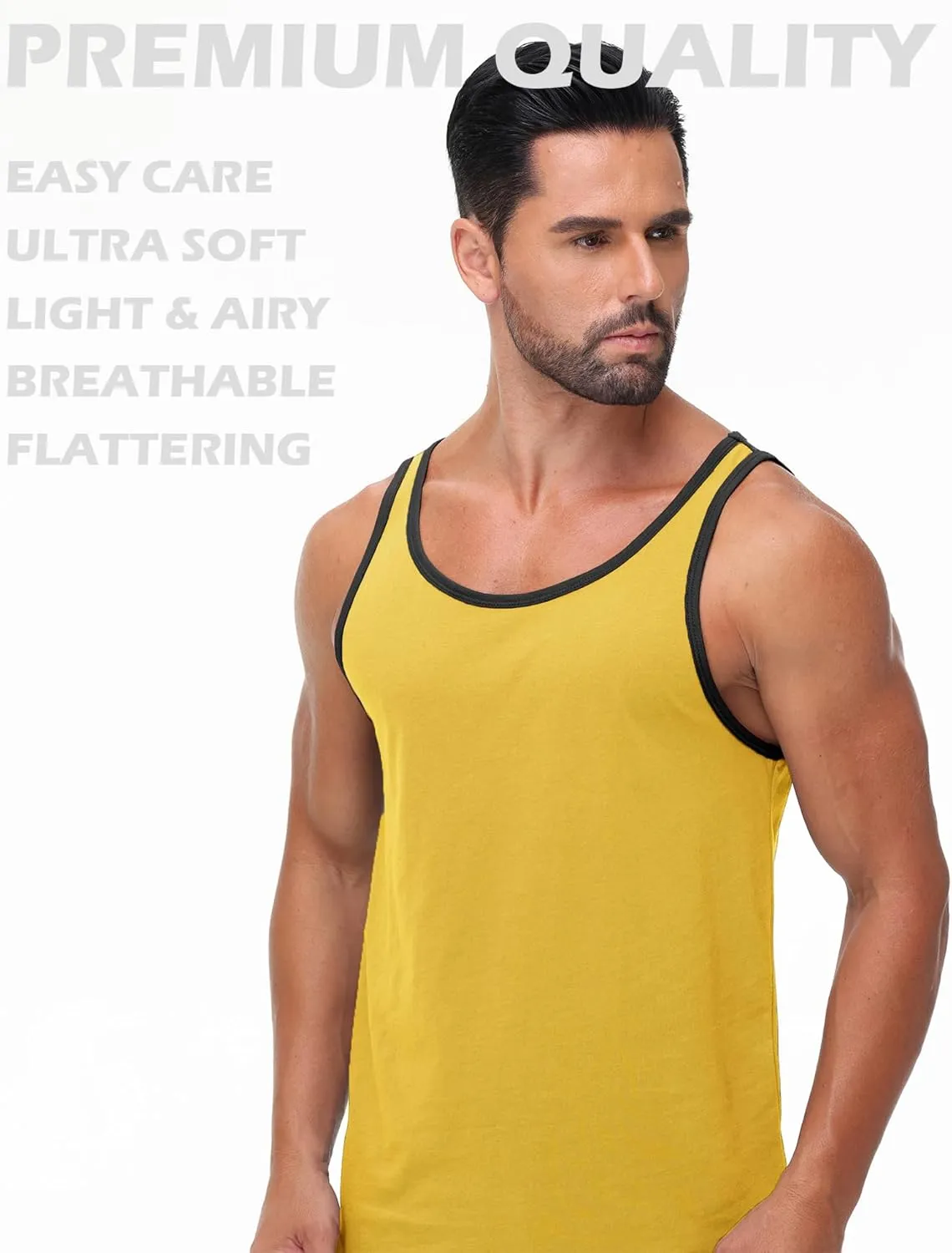 Mens Tank Top Sleeveless Muscle Shirts Soft Cotton Casual T Shirt for Gym Workout
