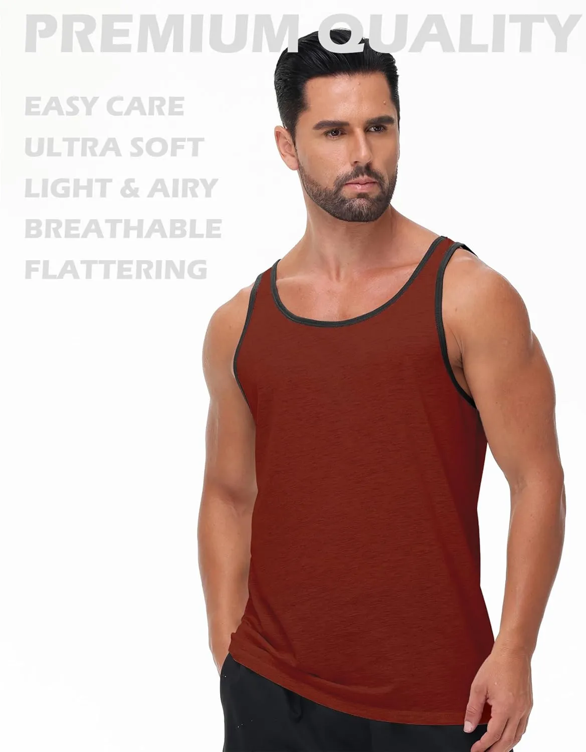 Mens Tank Top Sleeveless Muscle Shirts Soft Cotton Casual T Shirt for Gym Workout