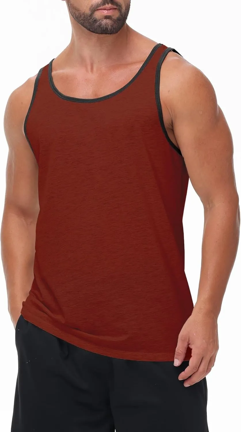 Mens Tank Top Sleeveless Muscle Shirts Soft Cotton Casual T Shirt for Gym Workout