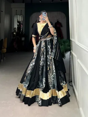 Navratri Garba Traditional Black Pure Cotton Chaniya Choli for Women's