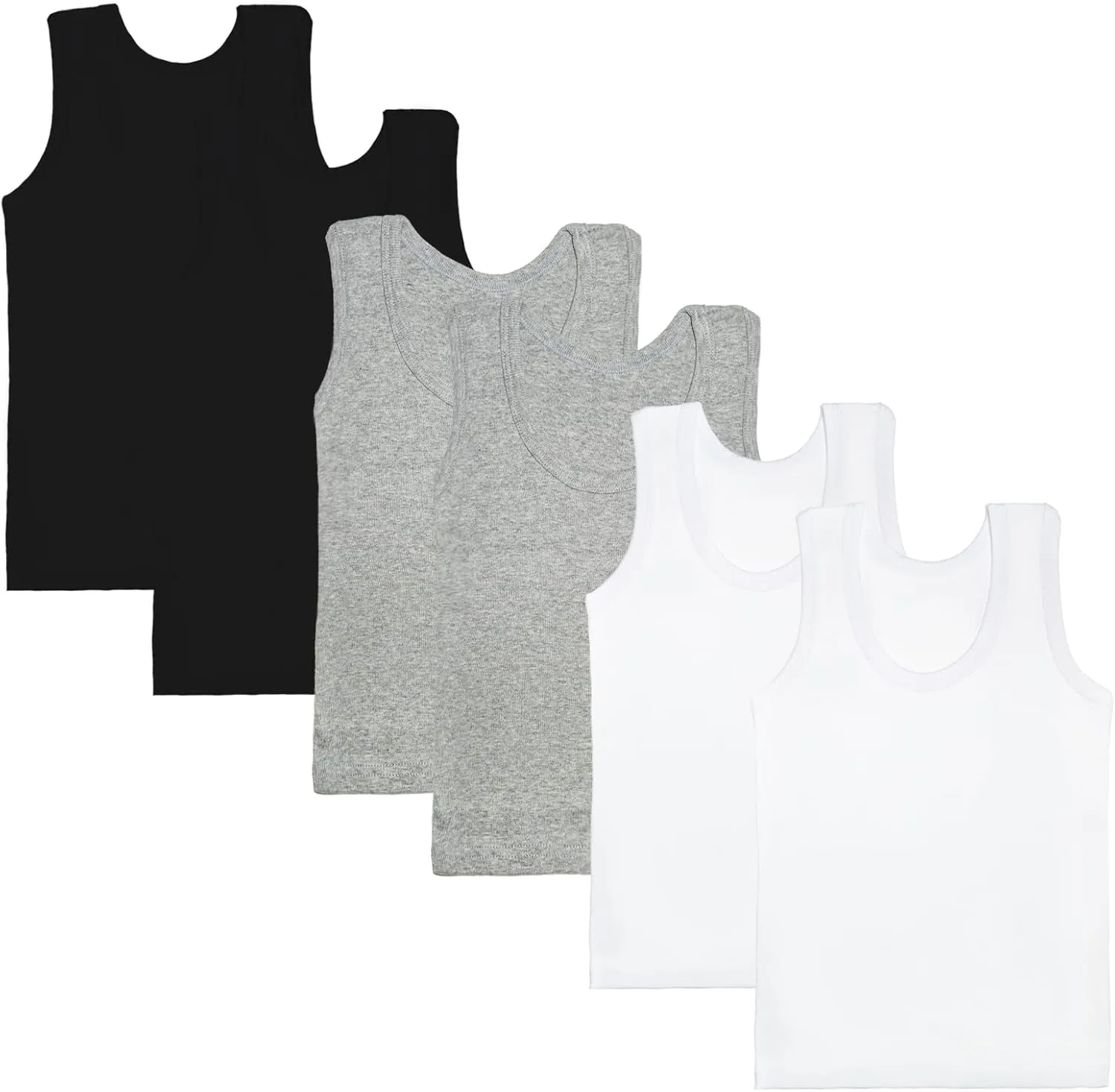 Phedrew 6 Pcs Kids Soft Undershirt Tank Tops Cotton Undershirt Sleeveless Shirts for Girls Boys Unisex