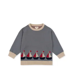Sail Away Lapis Knit Blouse Gots
