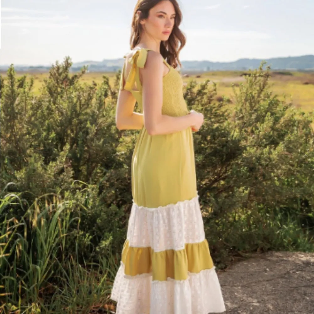 Smocked Eyelet Maxi Dress