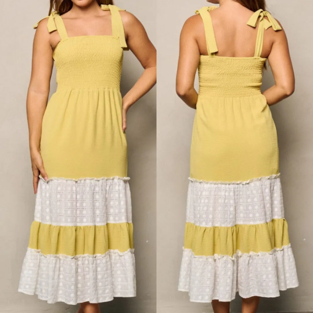 Smocked Eyelet Maxi Dress