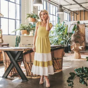 Smocked Eyelet Maxi Dress