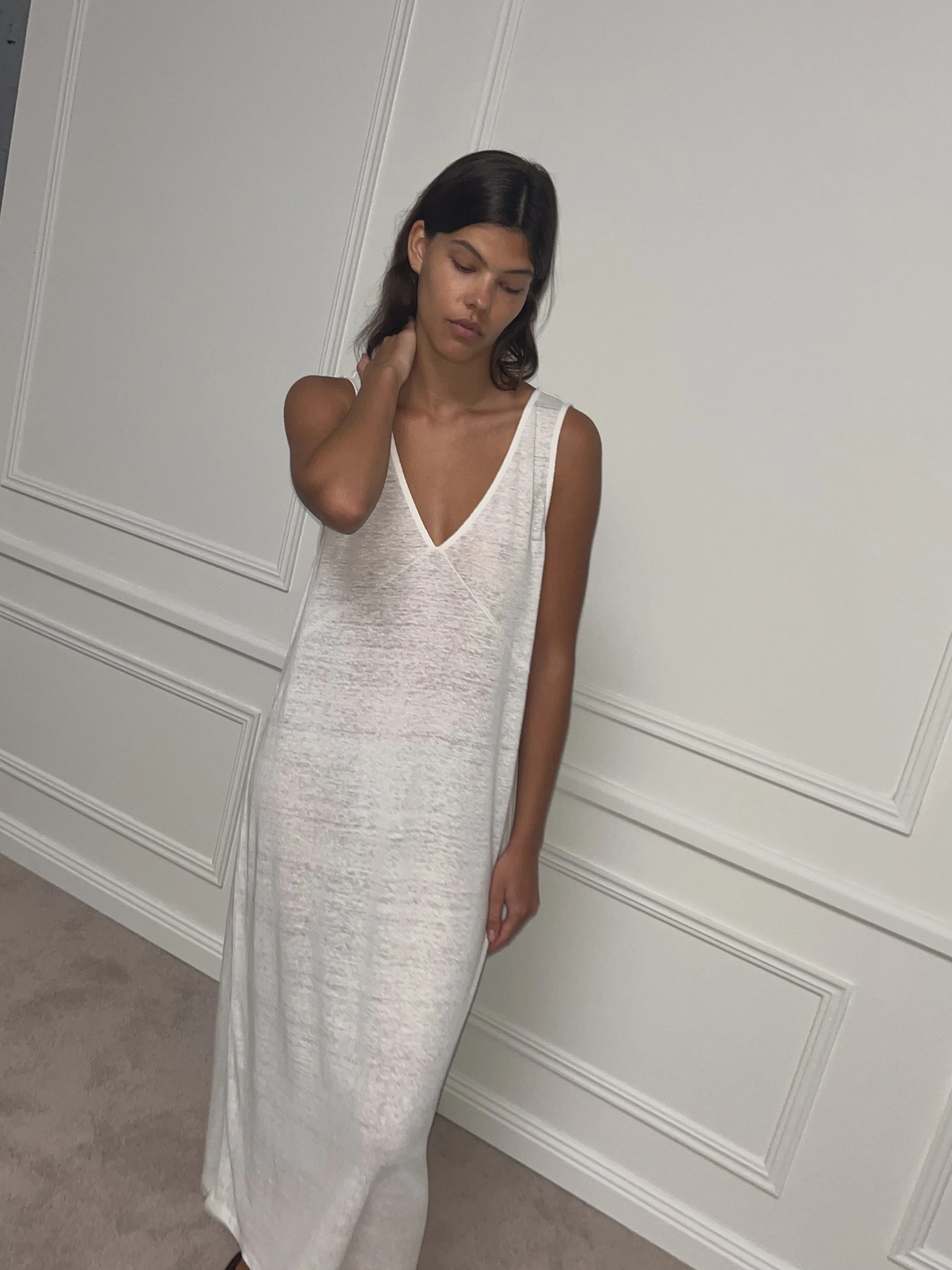 soft tank dress - ecru