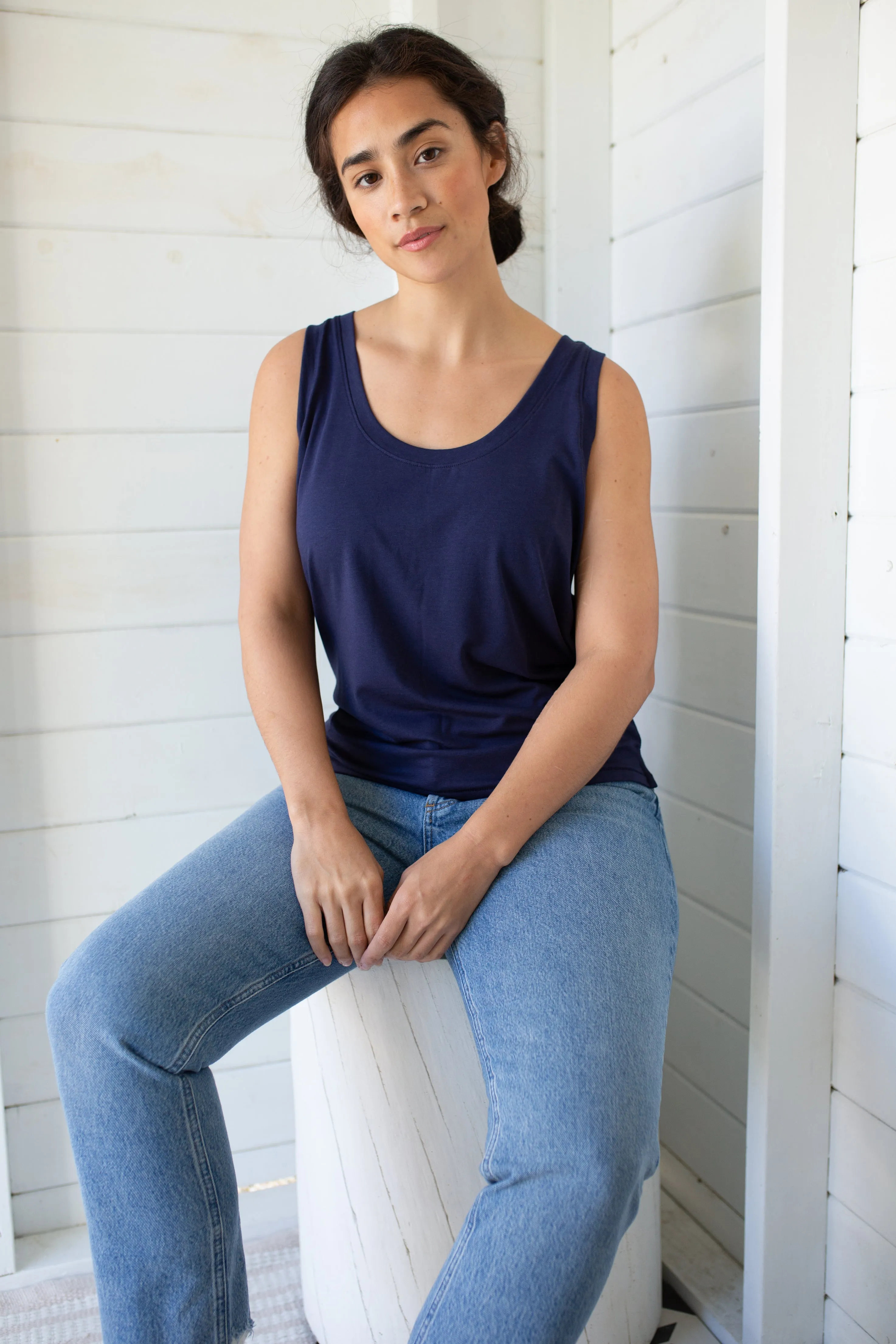Soft Tee Scoop Tank - Evening Blue