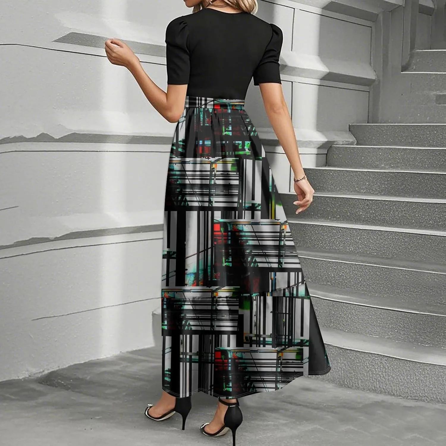 Spring Long Dresses for Women 2025 Wedding Guest Dress Plus Size Short Sleeve Crewneck Aline Dresses Elegant Dress