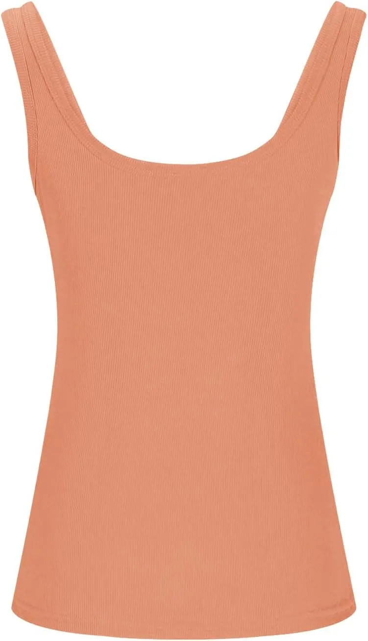 Tank Tops with Built in Bra for Women Comfy Loose Knitted Solid Scoop Neck Camisole Trendy Soft Sleeveless Tank 2025
