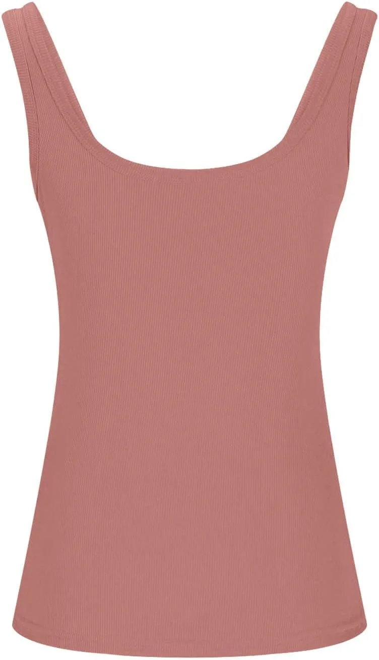 Tank Tops with Built in Bra for Women Comfy Loose Knitted Solid Scoop Neck Camisole Trendy Soft Sleeveless Tank 2025