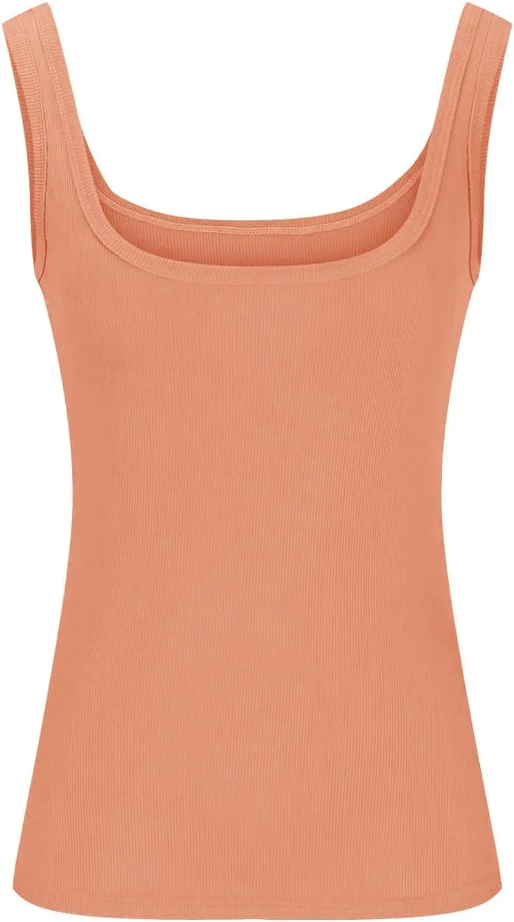 Tank Tops with Built in Bra for Women Comfy Loose Knitted Solid Scoop Neck Camisole Trendy Soft Sleeveless Tank 2025