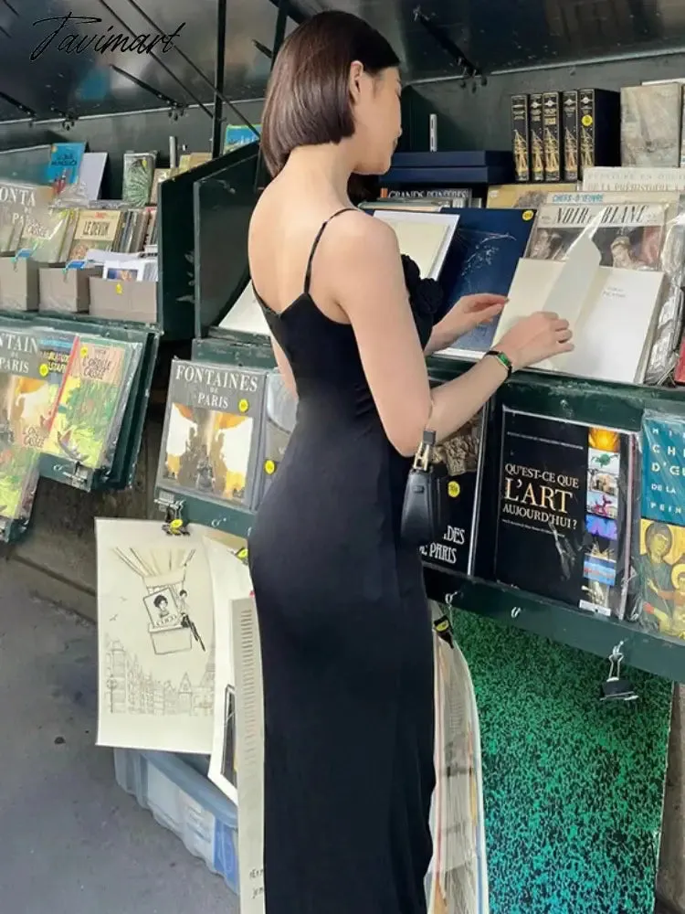 TAVIMART -  Flower Side Slit Dress Women Sleeveless Sexy Off Shoulder Bodycon Sundress Lady Party Elegant Slim Evening Dress Woman