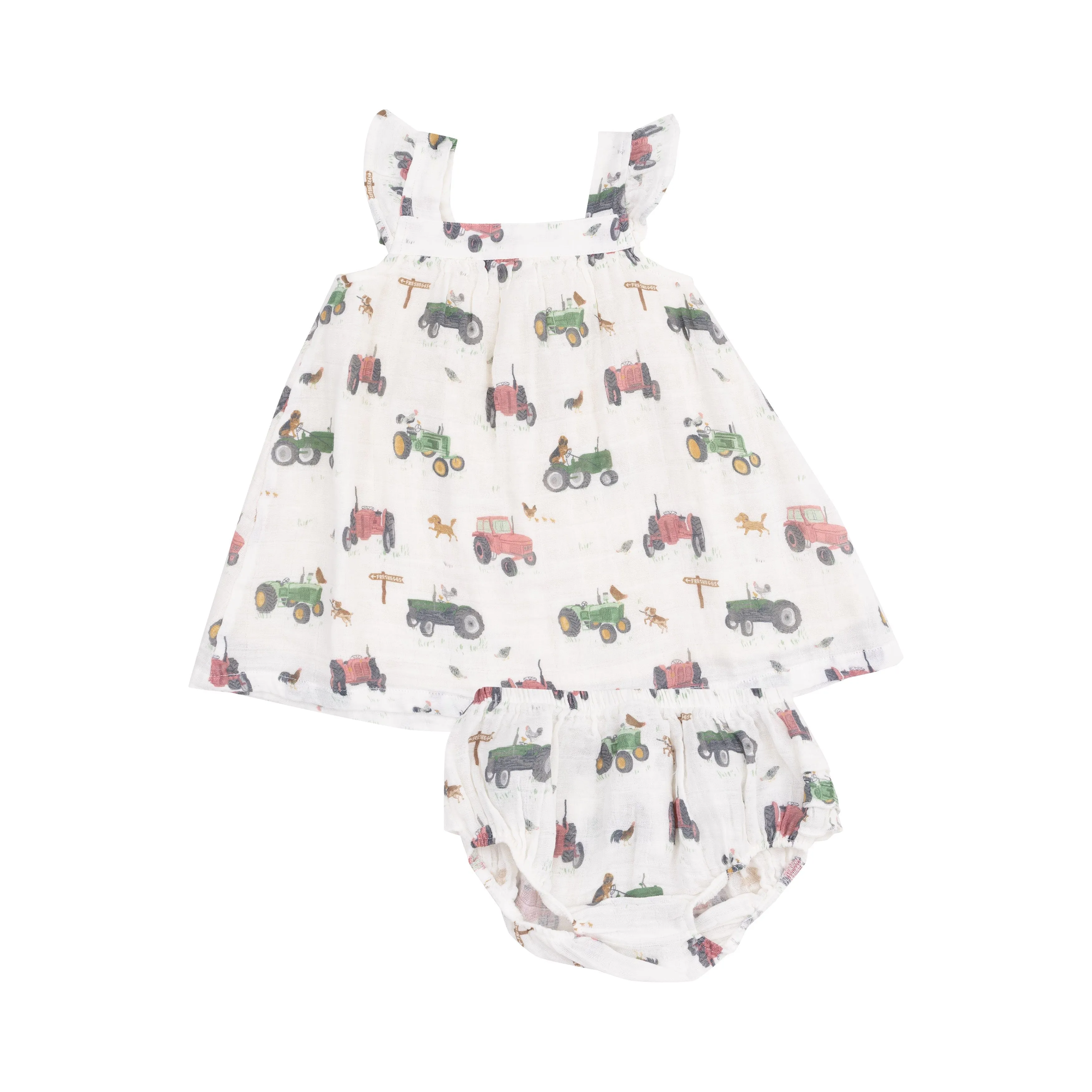 Tractors and Friends Pink Sundress & Diaper Cover