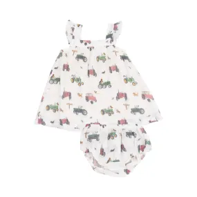 Tractors and Friends Pink Sundress & Diaper Cover