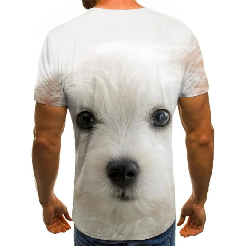 tshirts Little White dog Puppy Cute Pets Casual art costume man big Smart dogs Casual