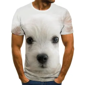 tshirts Little White dog Puppy Cute Pets Casual art costume man big Smart dogs Casual