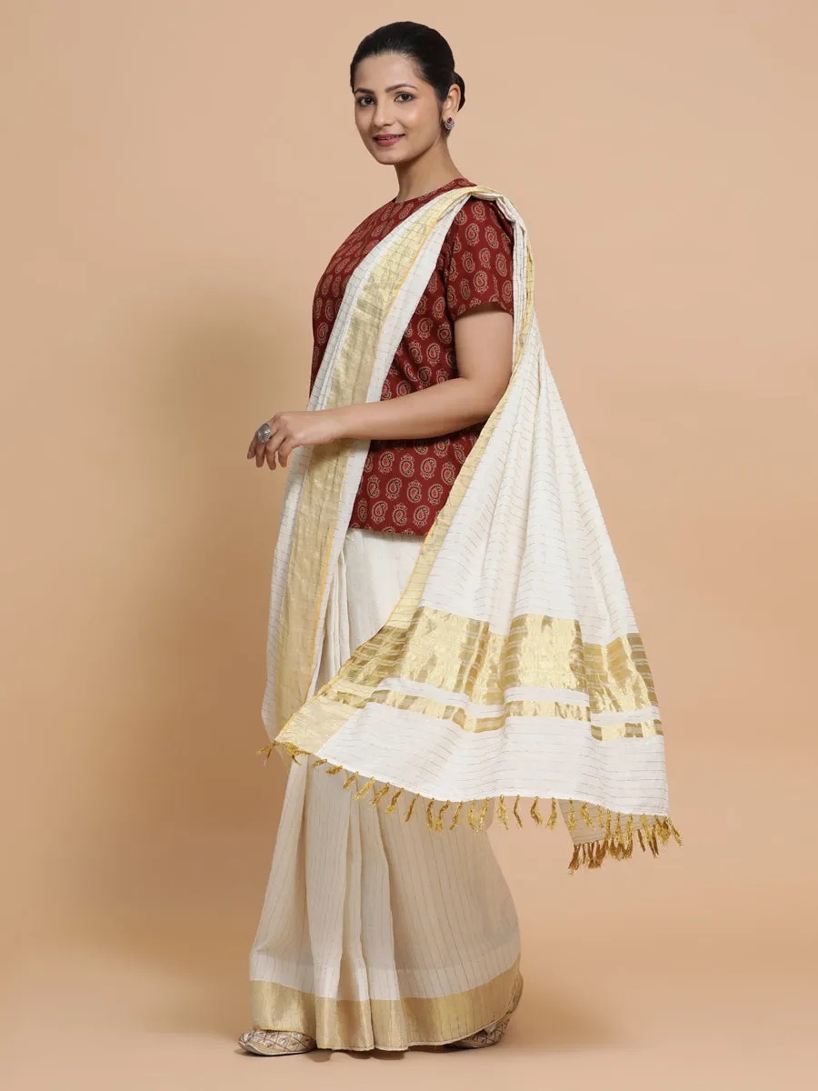 Uditi x Rozaana | Short Sleeves Cotton Saree Blouse in Red Mango Block Print Fabric
