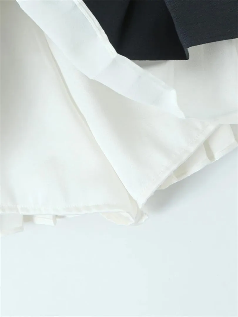 Women Pleated Slim Mini Skirt Sexy Low Waist Super Short Skirts Chic Patchwork Skorts