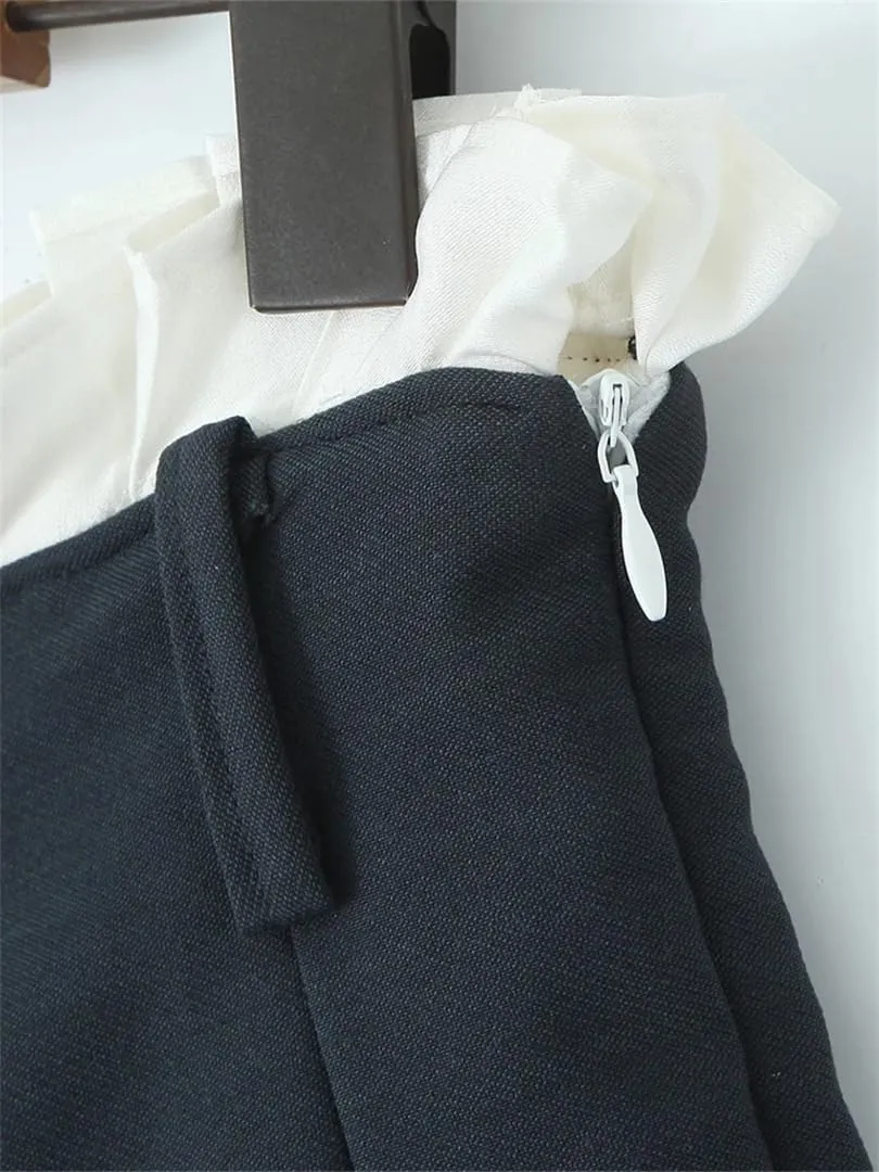 Women Pleated Slim Mini Skirt Sexy Low Waist Super Short Skirts Chic Patchwork Skorts