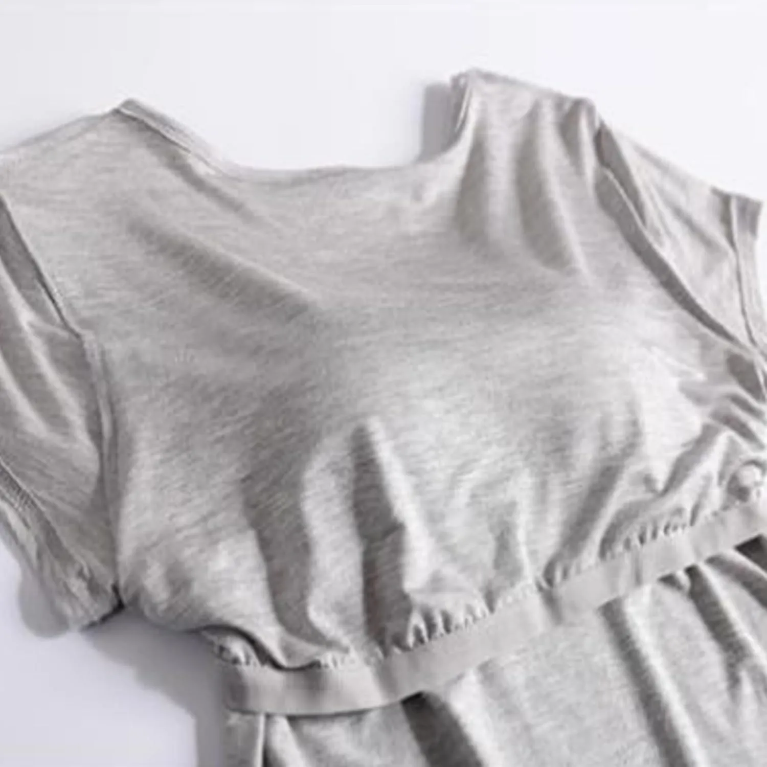 Womens Built-in Bra T-Shirt Padded Active Yoga Tops Short Sleeves Plain Blouses Soft Pajama Casual Workout Shirts