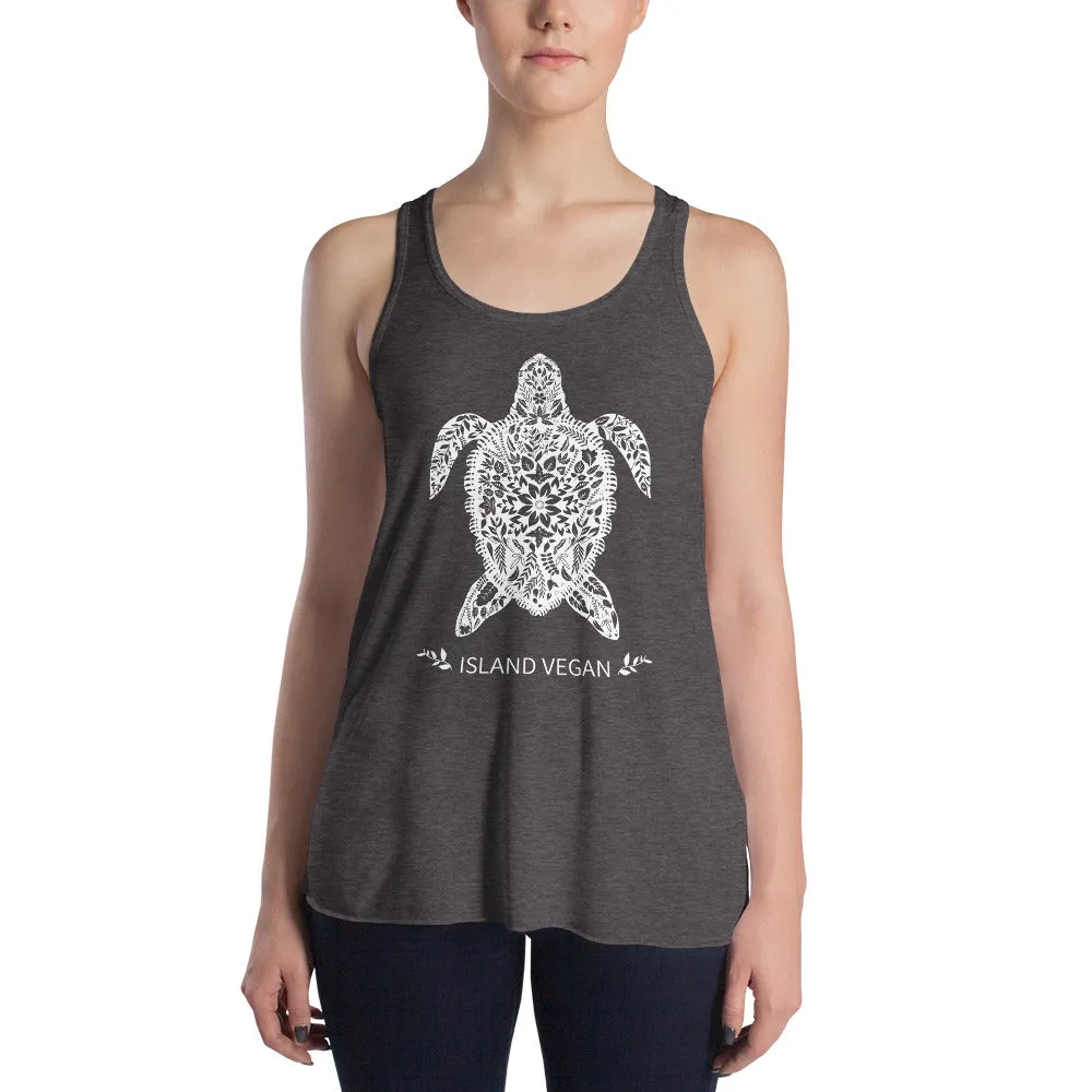 Women's Flowy Turtle Island Vegan Racerback Tank