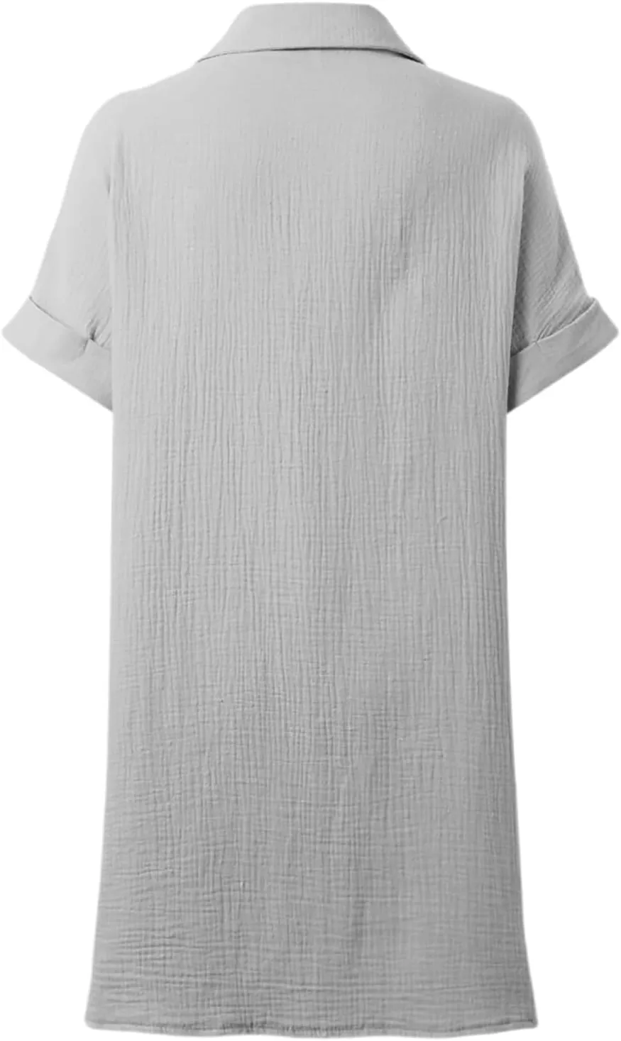Women's Gauze Linen Midi Dresses Front Button Knee Length Short Sleeve Tank Dresses Loose Comfortable Beach Sundress