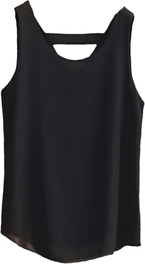 Women's Lightweight Chiffon Vest Summer Breathable U-Neck Sleeveless Blouse Loose Fit Flowy Top for Casual Work