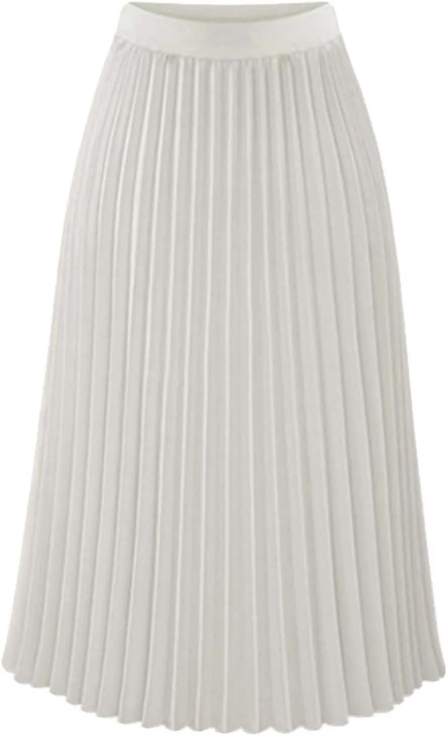 Women's Pleated Skirt Elastic High Waist A-Line Midi Length Skirts Solid Color Basic Casual Summer Long Skirt