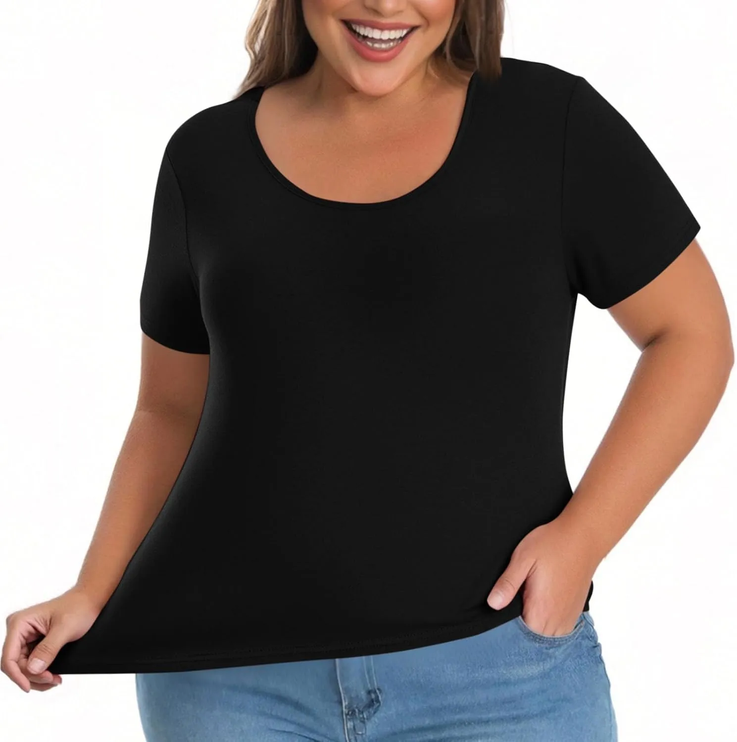 Womens Plus Size Workout Tops with Built in Shelf Bra Short Sleeve T-Shirt Soft Pajama Top Yoga Athletic Shirts
