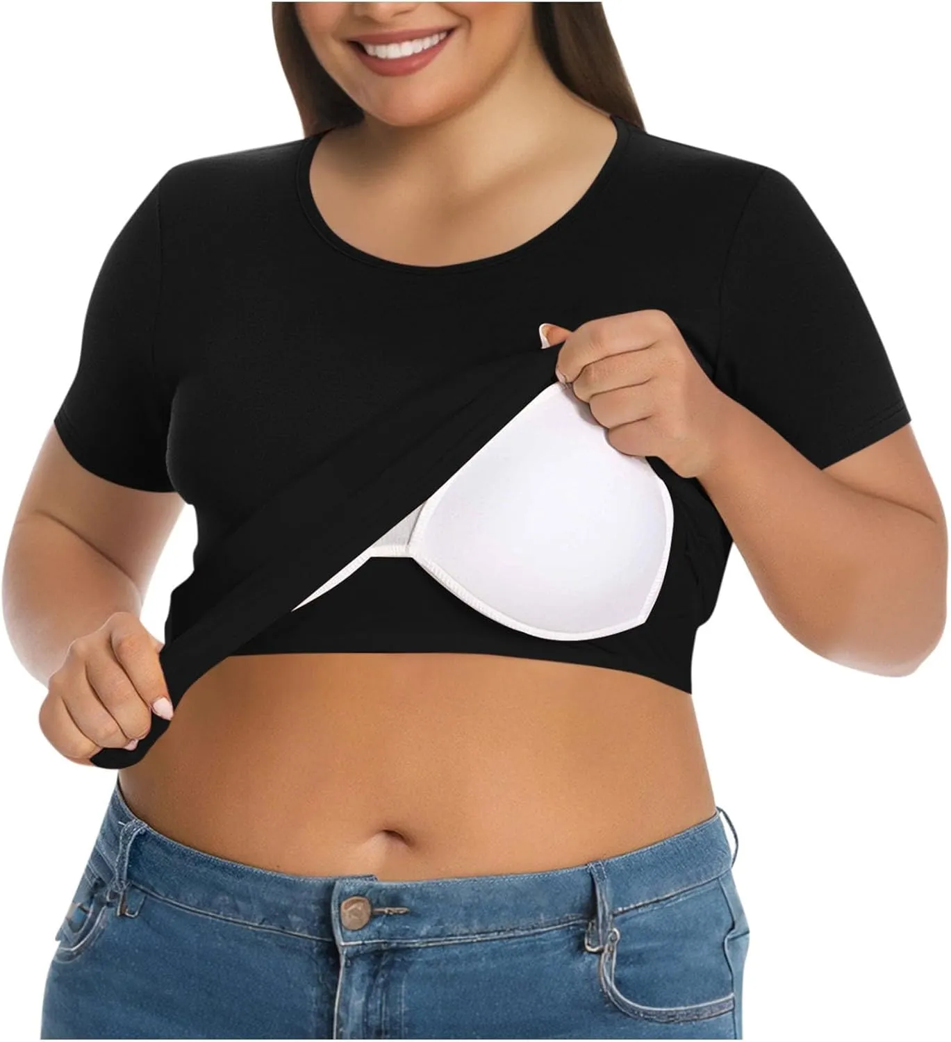 Womens Plus Size Workout Tops with Built in Shelf Bra Short Sleeve T-Shirt Soft Pajama Top Yoga Athletic Shirts