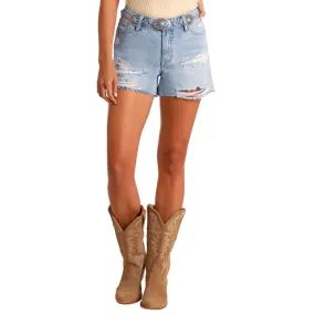 Women's Rock & Roll Light Wash Distressed Shorts BW68D06090