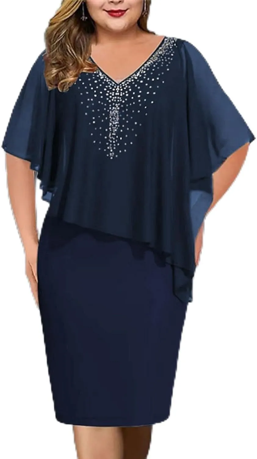 Women's V-Neck Dress Casual Sparkly Elegant Evening Cocktail Clothing Comfortable Loose Lightweight Outfits 2025