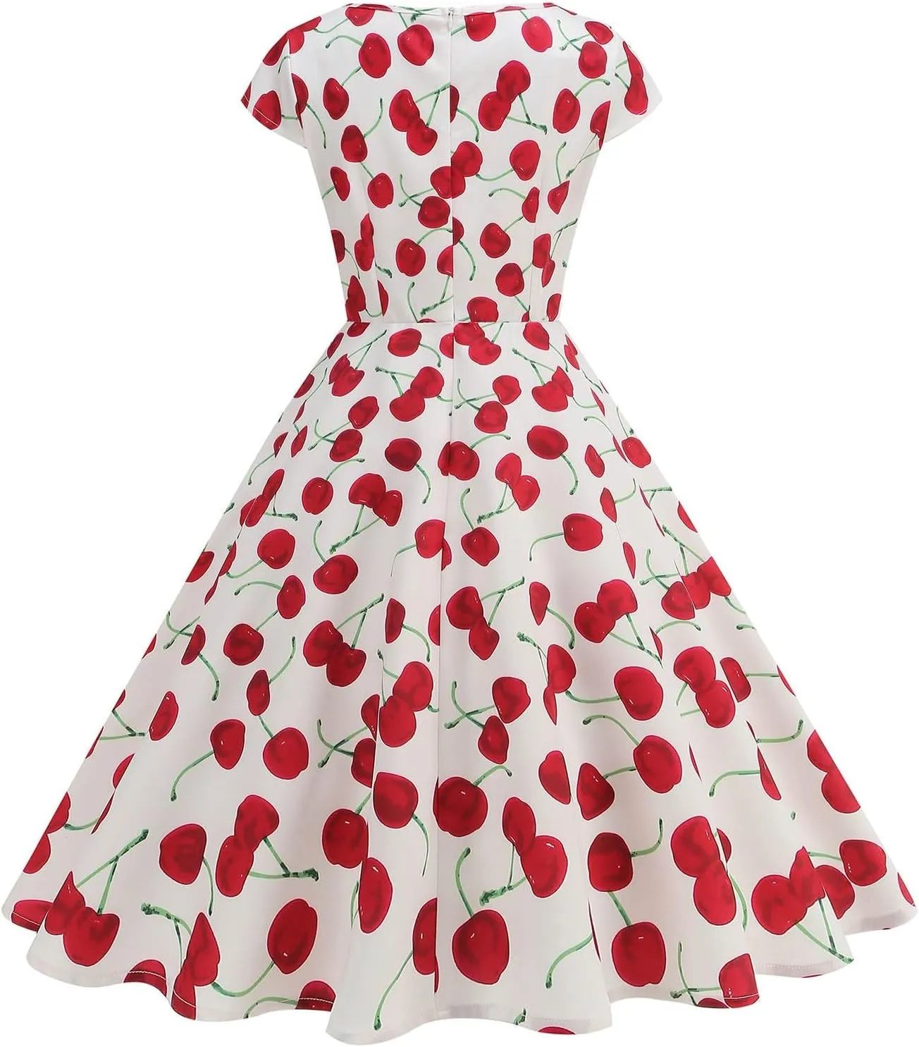 Womens Vintage Floral Cocktail Dress Elegant Tea Party Audrey Hepburn Style Square Neck Pleated A-Line Swing Dresses